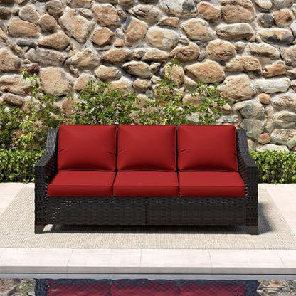 MeetLeisure Luxury 3 Seater Outdoor Patio Couch with Handwoven PE Wicker