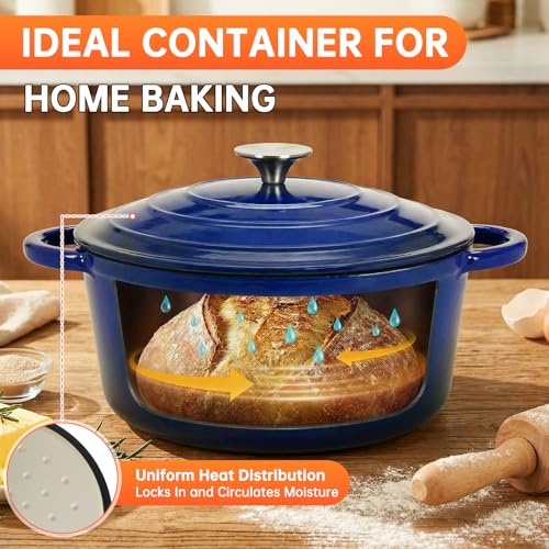 LIFERUN Nonstick Enameled Cast Iron Cookware Set, 7Pcs Pots and Pans Set, Gas/Induction Dutch Oven Set, PFOA & PFAS Free