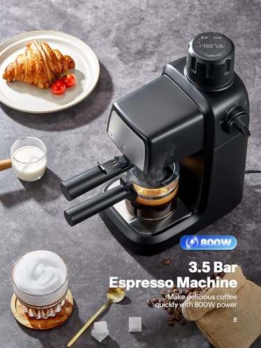 Reemix Espresso Machine 3.5 Bar, 800W Compact Size Coffee Maker with Steam Wand, 4 Cups Cappuccino & Latte Machine for Home and Office