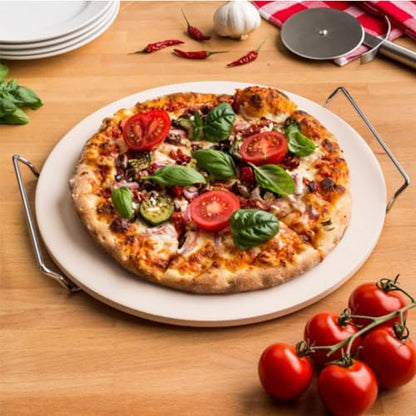 AUPLEX 9'' Pizza Stone for Oven and Grill Round Baking Stone Heavy Duty Cordierite Pizza Cooking Pan for Indoor Electric Ovens Baking Crisp Crust Pizza Bread with RV Oven Home(23cm*1cm)