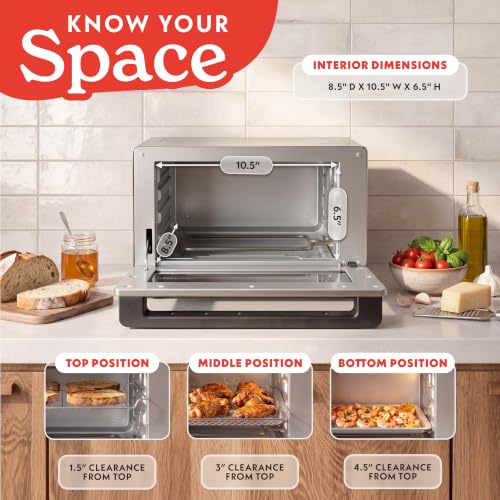Gourmia Toaster Oven - 4-Slice Capacity, Digital Display, Stainless Steel