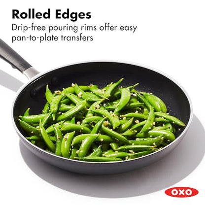 OXO 10” Non-Stick Every Day Frying Pan, BPA-Free Comfort Grip Silicone Handle, Dishwasher & Oven Safe, PFAS-Free Ceramic Skillet, Black