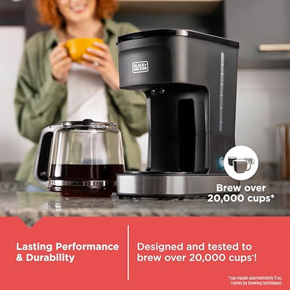 BLACK+DECKER CAFÉCRAFT 12-Cup Coffee Maker, One-Switch Drip Coffeemaker with Vortex Showerhead Technology, Sneak-A-Cup, Keep Warm Function, Stainless Steel