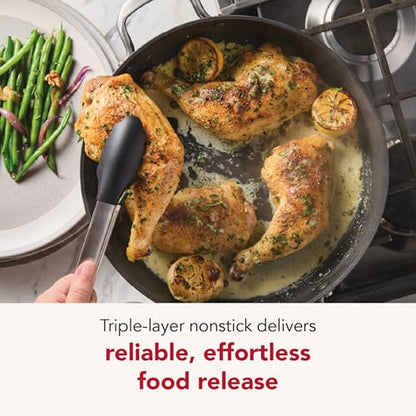 KitchenAid Hard Anodized Induction Nonstick Cookware Saute Pan/Jumbo Cooker with Lid and Helper Handle, Dishwasher Safe, 5 Quart Non Stick Sauteuse with Stainless Steel Handles - Matte Black