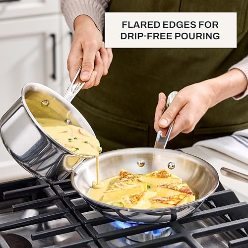 All-Clad D3 Stainless Steel 2 Piece Cookware Set- Made in USA- Includes 8" Frying Pan and 1 Qt Saucepan - Professional Grade -Oven Safe & Induction Compatible