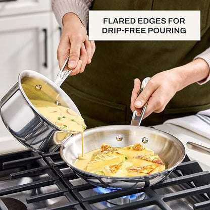 All-Clad D3 Stainless Steel 2 Piece Cookware Set- Made in USA- Includes 8" Frying Pan and 1 Qt Saucepan - Professional Grade -Oven Safe & Induction Compatible