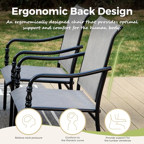 MIXPATIO 9pc Patio Dining Set, 83" Rectangular Table, Textilene Chairs
