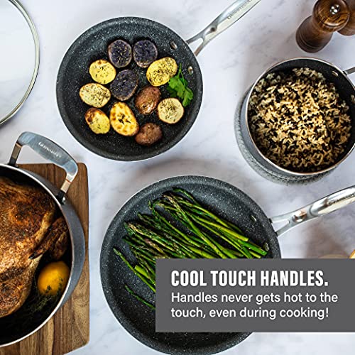 Granitestone 20 Pc Pots and Pans Set Nonstick Kitchen Cookware Set with Frying Pan, Bakeware & Steamer, Diamond Infused, Non Toxic PFOA PFOS Free, Metal Utensil Safe, Oven & Dishwasher Safe, Black