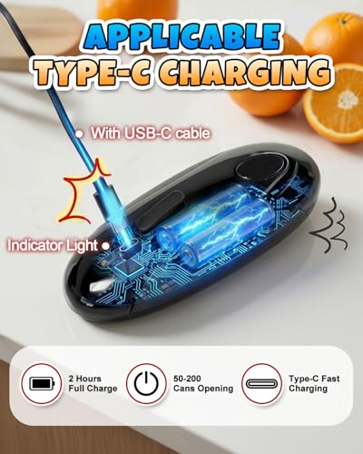 Electric Can Opener, One-Touch Automatic Can Opener, Hands Free Can Opener for Seniors with Arthritis, Rechargeable Cordless Can Opener Side-Cut, Safety Smooth Edge, Fits Most Cans