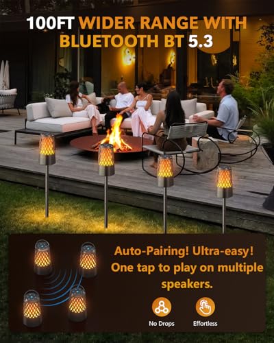 2026 Outdoor Speakers, Gift for Men, Bluetooth 5.3 Speakers Wireless IPX6 Waterproof, Auto-Pairing, Multi-Sync Up to 100-Speaker, Portable for Party Patio Deck Porch Backyard RV, Cool Gadget for Him