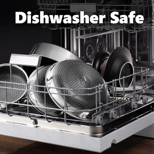 OATOFP Non Stick Frying Pans 12 inch, Hybrid Frying Skillets Nonstick,non stick Stainless Steel Braiser Pans, Dishwasher and Oven-Safe Chef Pan, Induction Compatible Cooking Pan, PFOA Free