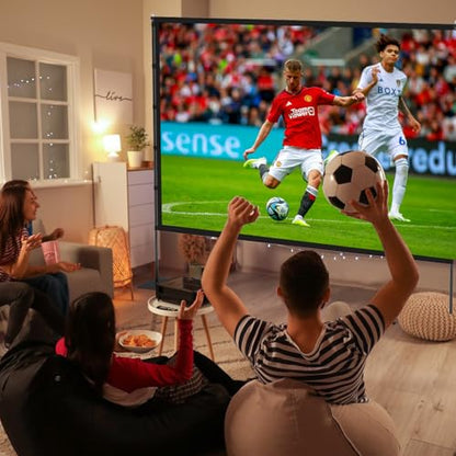 STWUI Outdoor-Projector-Screen-with-Stand - 120 inch Portable Projection Screen Indoor Outdoor Projector Screens 16:9 4K HD Lightweight Movie Screen with Carry Bag for Backyard Movie Night