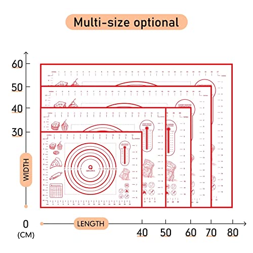 Extra Large Silicone Pastry Mat, Baking Mat with Measurement, Kitchen Counter Mat for Fondant, Rolling Dough, Pie Crust, Pizza and Cookies - Oven Liner Mat/Kneading Matts, 24" x 32", Red