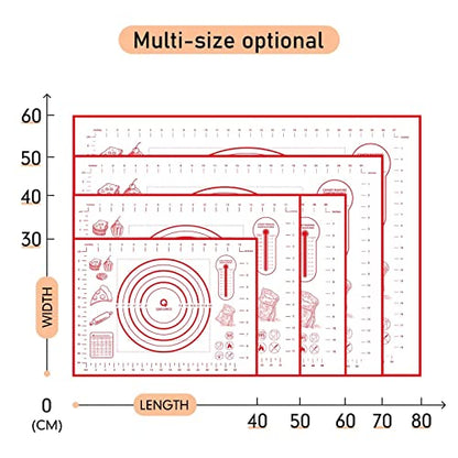 Extra Large Silicone Pastry Mat, Baking Mat with Measurement, Kitchen Counter Mat for Fondant, Rolling Dough, Pie Crust, Pizza and Cookies - Oven Liner Mat/Kneading Matts, 24" x 32", Red