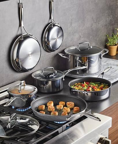 Circulon C1 Series Stainless Steel Nonstick Cookware Set - 11-Piece – Induction Pots & Pans Set with ScratchDefense, Metal Utensil Safe