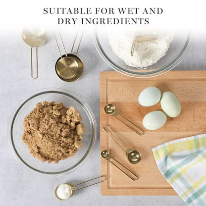 Martha Stewart Richburn 4-Piece Gold Stainless Steel Measuring Spoons Set – Durable and Stylish Kitchen Measuring Tools for Precise Baking and Cooking
