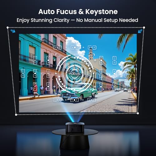 1500 ANSI Official Licensed Google TV Smart Projector, HAPPRUN 4K Full HD Home Theater with Auto Focus, Dolby Sound, Wi-Fi Bluetooth, Built-in Apps, Compatible with Phone & PC, Indoor & Outdoor Use