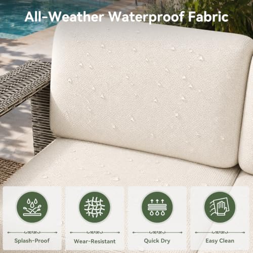 Aoxun Patio Furniture Set with 10'' Thick Cushions (8 Piece, Gray/Beige)