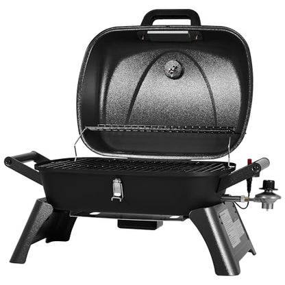 Royal Gourmet GT2006 Portable Tabletop Gas Grill, 12,000 BTU Output for Outdoor Camping, Foldable Legs, Piezo Ignition, Built-in Thermometer, for Tailgates and Camping Trips, Dark Gray