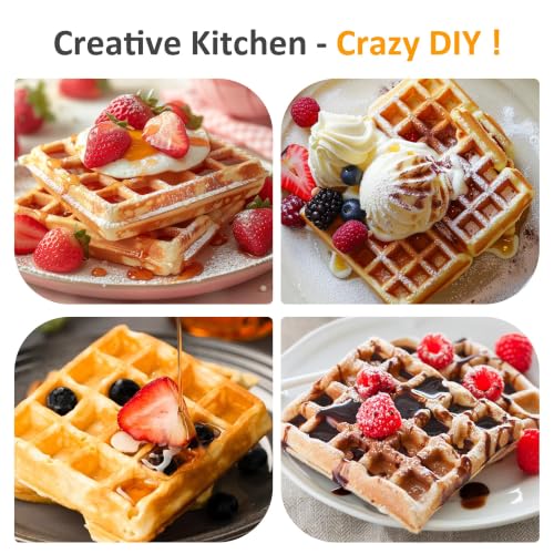 Sunvivi 2 Slices Waffle Iron - 5 Min Heat Up,Nonstick Belgian Waffle Maker
