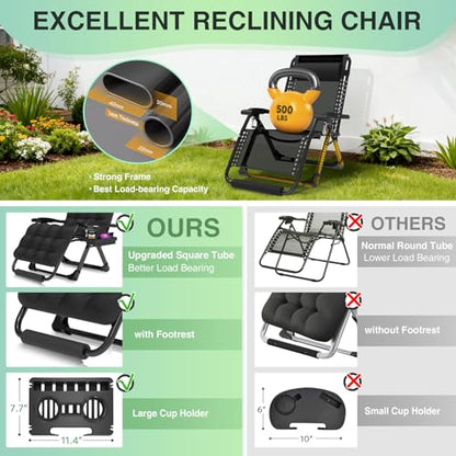 Suteck Oversized Zero Gravity Chair, 29" XL Reclining Lounge Chairs