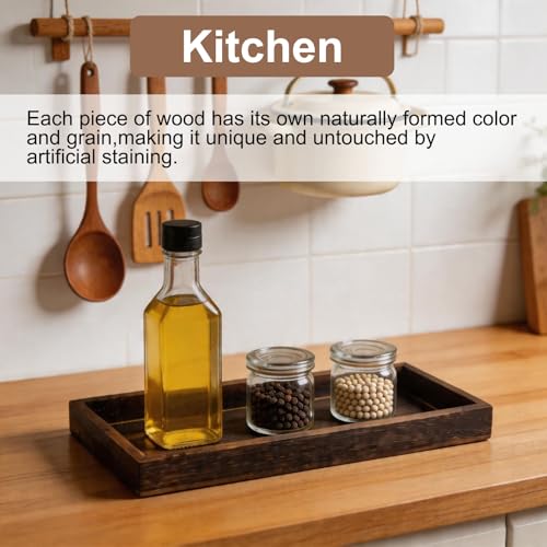 Klunk Wooden Trays Set of 3 - Rustic Farmhouse Decorative Nesting Trays for Coffee Table, Bathroom Vanity, Candles & Perfume, Multi-Purpose Wood Serving Trays for Home