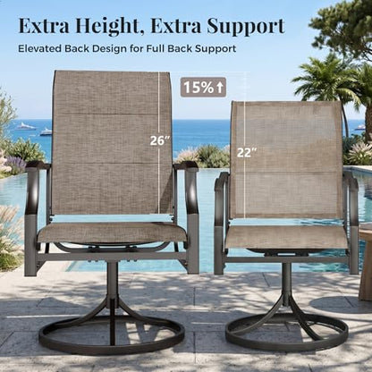 MIXPATIO Patio Dining Set for 8 w/Square Table & High Back Swivel Chairs