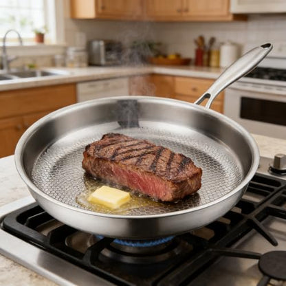 FUTARRIO Titanium Pan, Frying Pan with Lid for Cooking Non Stick, Plateful Titanium Pans for Gas, Electric & Induction Cooktops (9in)