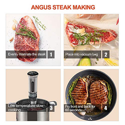 KitchenBoss Sous Vide Cooker Machine: Ultra-quiet 1100 Watts Sous Vide Precision Cooker IPX7 Waterproof Stainless Steel, Suvee Cooker Immersion Circulator Accurate Temp Digital LED Touch Screen G300S