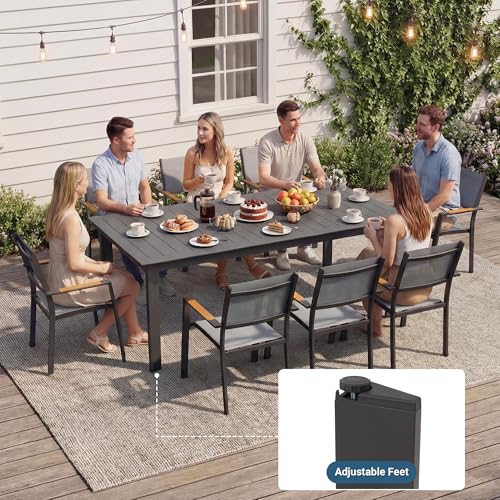 Outdoor Dining Set, Patio Furniture Set with 121" Extendable Dining Table, Outdoor Furniture Set for 4–12 People, All-Weather Aluminum Patio Table and Chairs set for Backyard, Porch, Garden, Grey