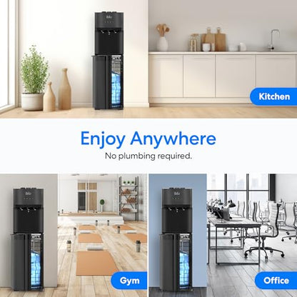 Brio Self Cleaning Bottom Loading Water Cooler Water Dispenser – Black Stainless Steel - 3 Temperature Settings - Hot, Room & Cold Water