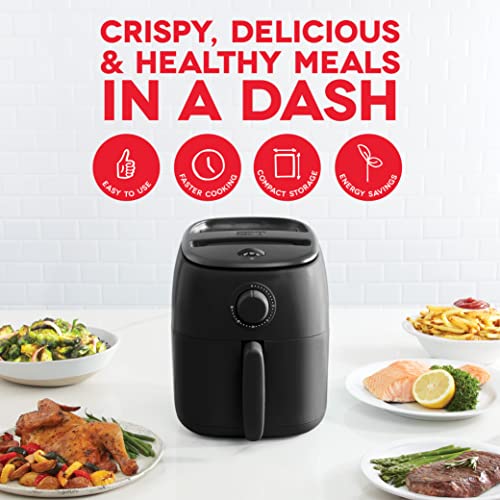 Dash Tasti-Crisp Small Air Fryer, 2.6 Quart, 1-2 People, Black