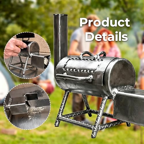 Miniature Smoker, Mini BBQ Grill Tabletop Smoker, Portable Charcoal Grill with Charcoal Chimney, Charcoals Grills with Smokers Combo for BBQ Grilling