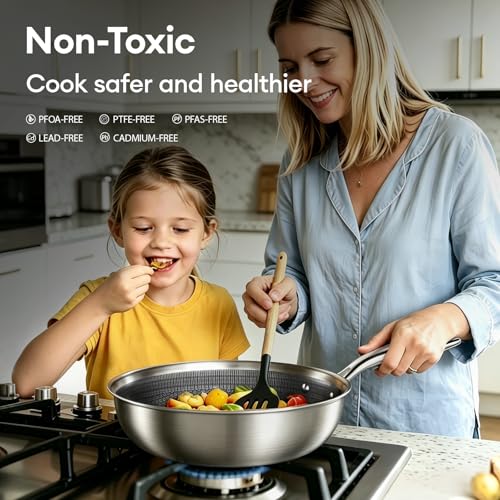 COOKER KING 7 PCS Stainless Steel Cookware Set, Pots and Pans Set Non Stick, Hybrid Cookware,Non-Stick Frying Pan, Saucepan, Saute Pan & Stockpot, Non-Toxic, Oven Safe, Induction Compatible