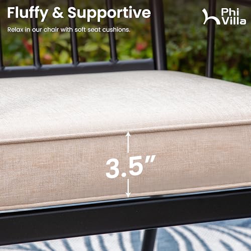 PHI VILLA 9 Pieces Outdoor Dining Set for 8, 60” Square Wrought Iron Dining Table & Heavy-Duty Steel Chairs with Cushions, Large Dining Furniture Set for Patio, Deck, Yard, Porch