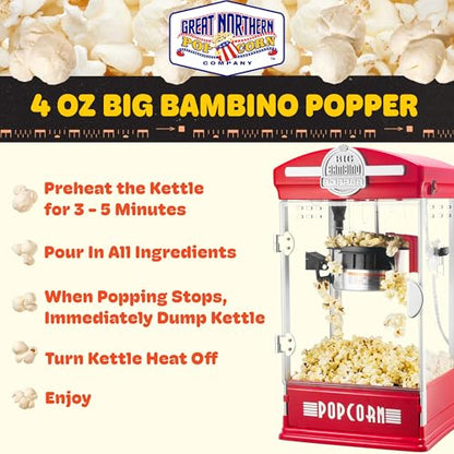 Great Northern Popcorn Big Bambino 4oz Popcorn Machine, Red