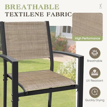 Greesum Patio Dining Set 7 Piece, Outdoor Furniture Textilene Chairs with Large Table, Comfortable for Porch, Pool, Garden, Brown
