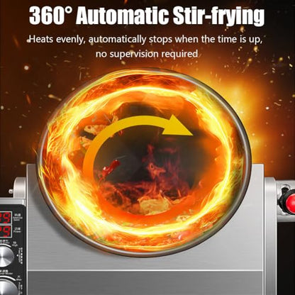 PA-DABAOO Automatic Stir Fry Machine Countertop Cooker,Commercial Drum Type Stir Frying Machine,Multi-Function Kitchen Robot,360° Rotating Stir Fry Machines,Smart Timing