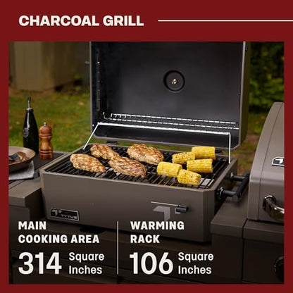 Tytus Anaheim 4-Burner Gas Grill with Two Prep Carts, Charcoal Grill, and Gas Griddle with Cover - Modular Outdoor Kitchen, Quick Assembly, Outdoor Cooking, Kitchen Island for BBQ