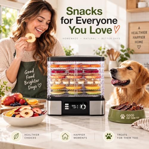 Food Dehydrator Machine with 7 BPA-Free Trays for Jerky, Fruit & Herbs