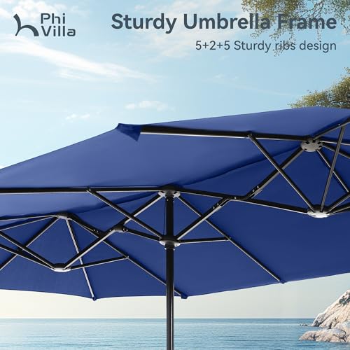 PHI VILLA 8-Piece Patio Dining Set for 6 with 13ft Umbrella