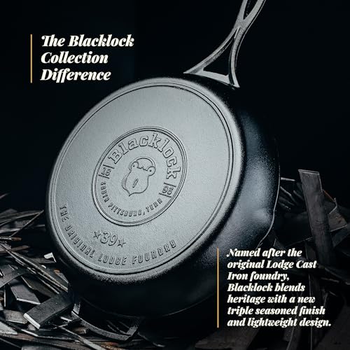 Lodge Blacklock 12" Triple Seasoned Cast Iron Skillet - Lightweight - Easy Cleanup - Premium Cookware