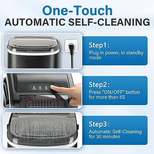 Simple Deluxe Ice Maker for Countertop, Self-Cleaning, Portable Ice Machine with Scoop and Basket, 26lbs Ice/24Hrs, 6 Mins 9 Bullet Ice, 13.7lbs, for Home Kitchen Office, Black