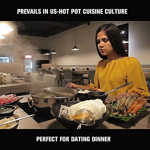 Kerykwan 304 Food Grade Stainless Steel Shabu Shabu Hot pot with Divider&Lid for Induction Cooktop Gas Stove Dual Sided Soup Cookware