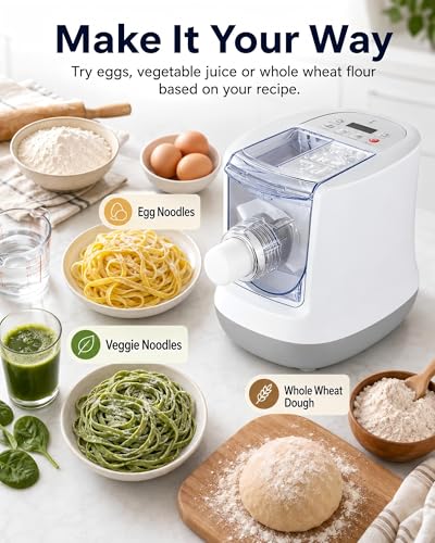 KabFbit Automatic Pasta Maker, 13 Discs, 500g Flour Capacity