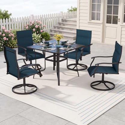 Murago Patio Table and Chairs Set, Outdoor Table and Chairs, Padded Blue
