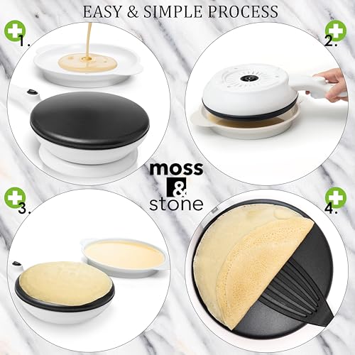 Moss & Stone Cordless Electric Crepe Maker, 8" Portable Nonstick Crepe Pan