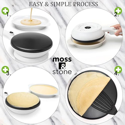 Moss & Stone Cordless Electric Crepe Maker, 8" Portable Nonstick Crepe Pan