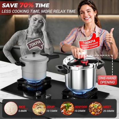[3-IN-1] 18/8 Stainless Steel Pressure Cooker 8 Quart [Save 70% of time ]