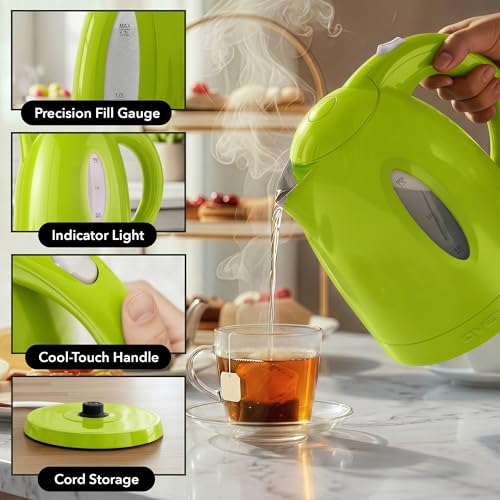 OVENTE 1.7L Electric Tea Kettle, Fast Boiling Water Heater, Green KP72G
